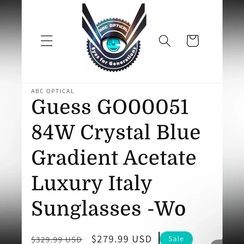 Guess Crystal Blue Gradient Acetate Luxury Italy Sunglasses